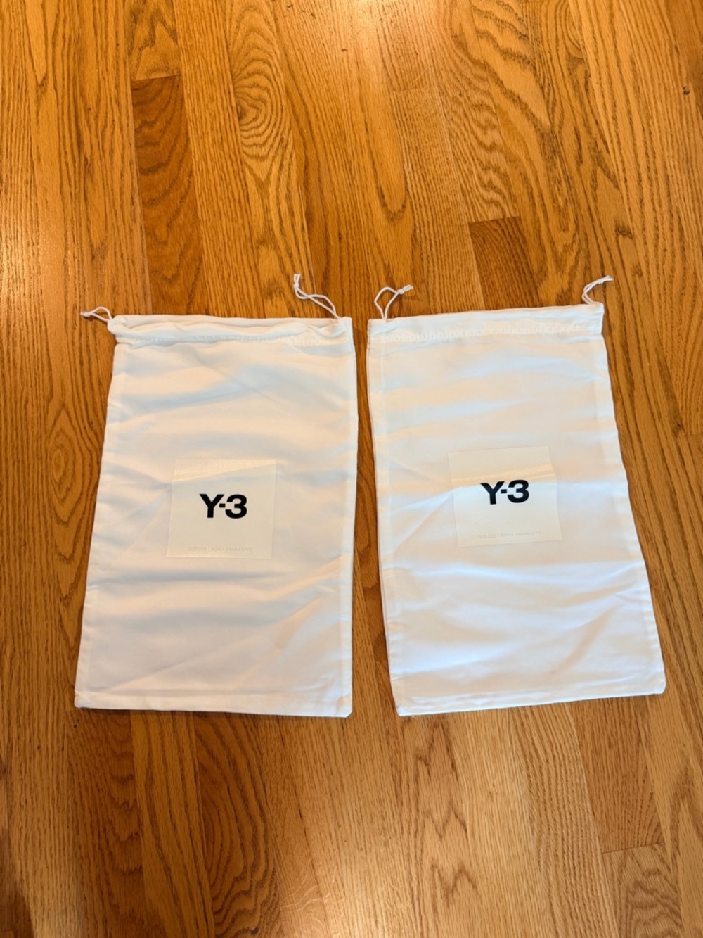 Y-3 White Drawstring Logo Bag with Black Print
